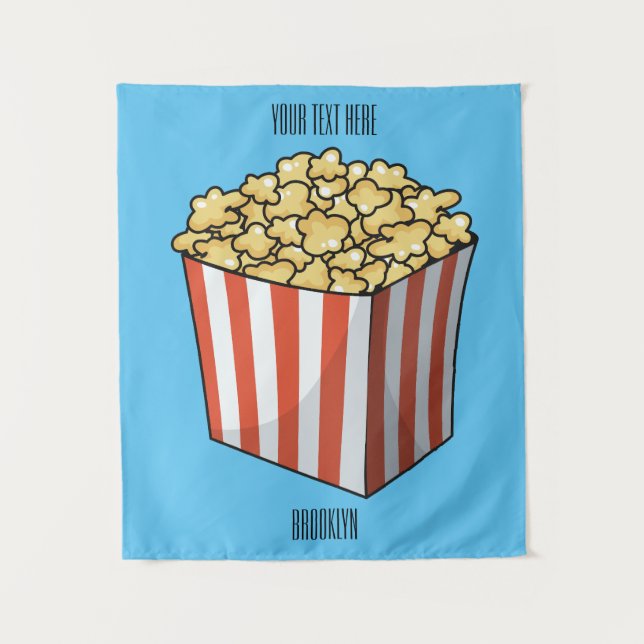 Popcorn cartoon illustration  tapestry (Front)