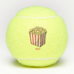 Popcorn cartoon illustration  tennis balls
