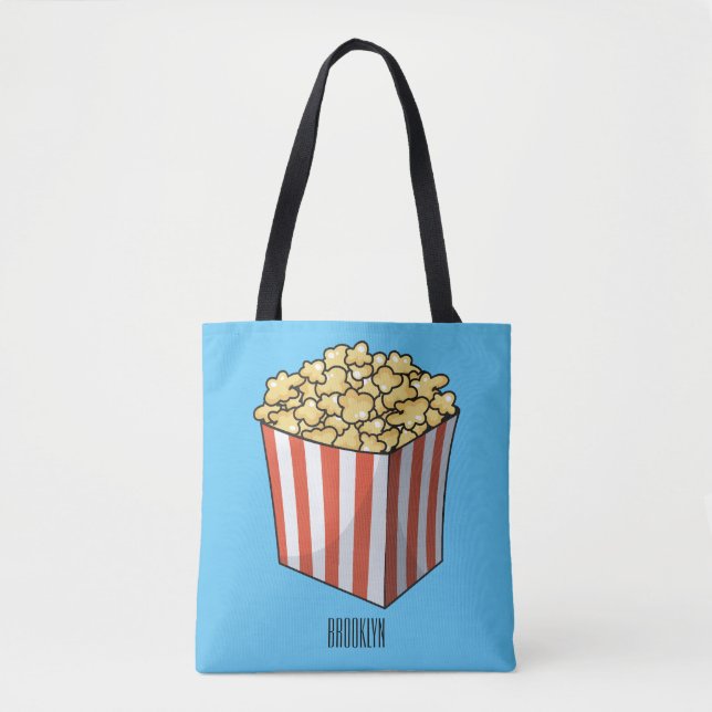 Popcorn cartoon illustration  tote bag (Front)