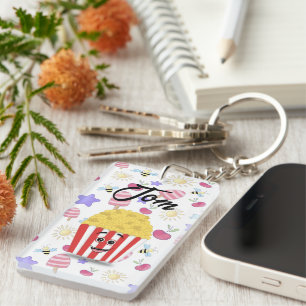 Popcorn Cartoon Urgence Porte-clés Enfants