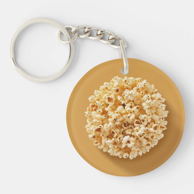 Popcorn Circle with a Brown Background Keychain (Front)