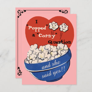 Popcorn Corny Question, Cute Retro Save the Date Invitation