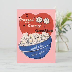 Popcorn Corny Question, Cute Retro Save the Date Invitation