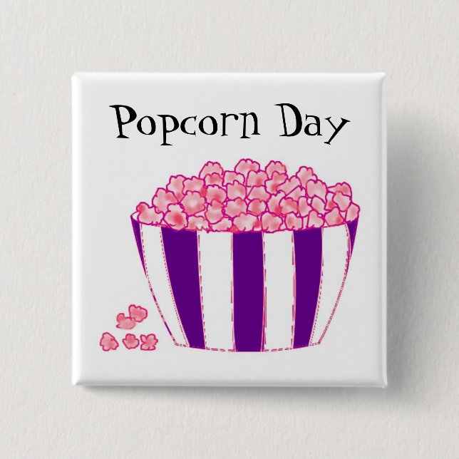 Popcorn Day 2 Inch Square Button (Front)