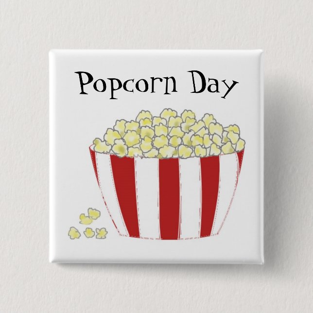 Popcorn Day 2 Inch Square Button (Front)