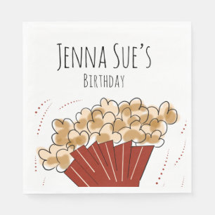 Popcorn Doodle Movie Outdoor Party Birthday Napkin