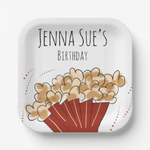 Popcorn Doodle Movie Outdoor Party Birthday        Paper Plate