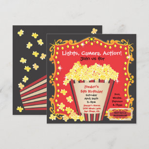 Popcorn et un film Invitation d'anniversaire