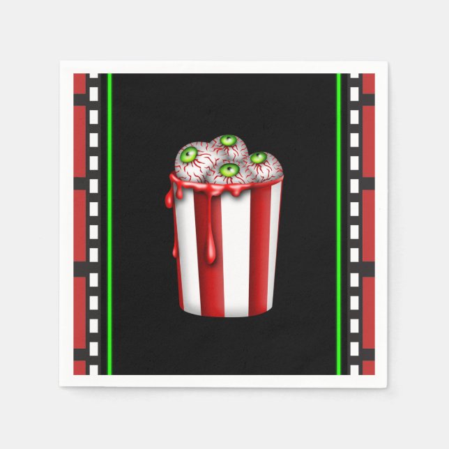 Popcorn Eyeball Halloween Fright Night Party Favou Napkin (Front)