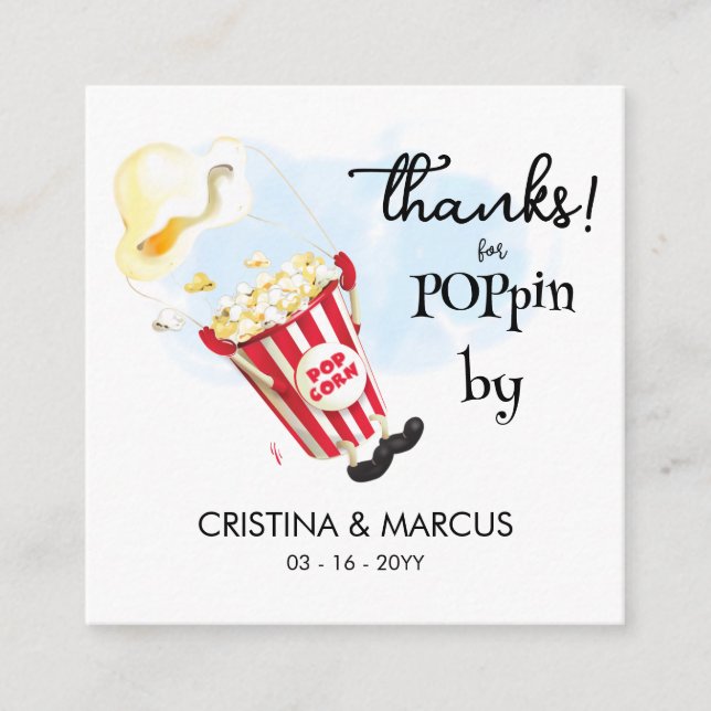  Popcorn Favour Card Thanks for Poppin By (Front)