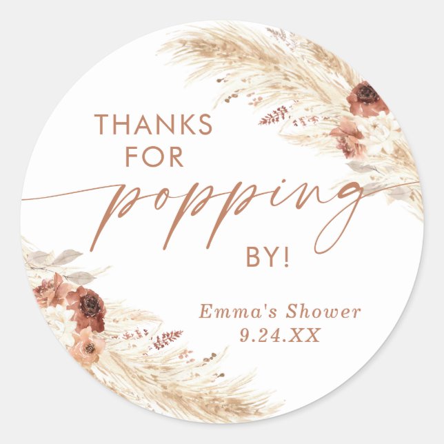Popcorn Favour Sticker, Thanks for Popping By Favo Classic Round Sticker (Front)