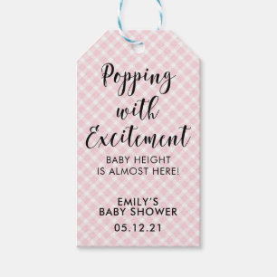 Popcorn Favour Tags, Girl Baby Shower favour Gift Tags