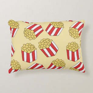 Popcorn hand drawn, colourful seamless pattern. accent pillow