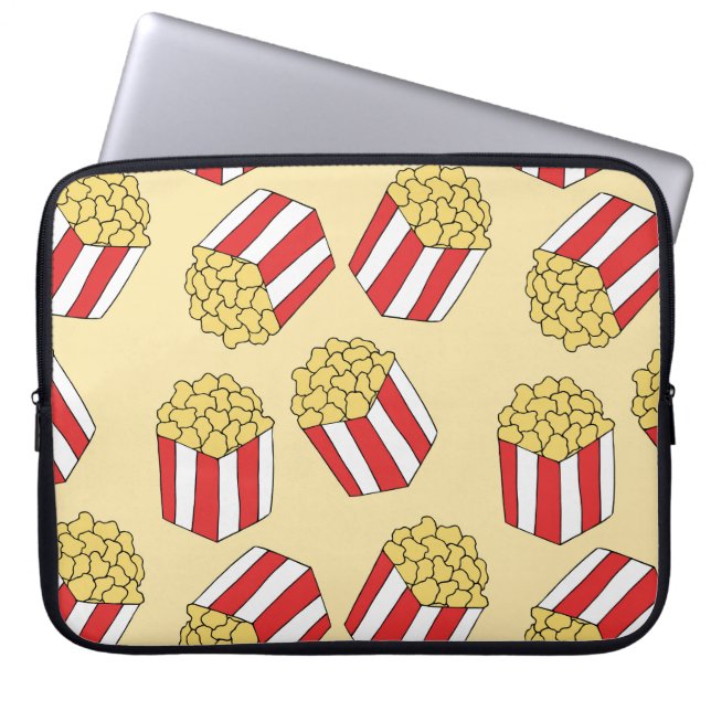 Popcorn hand drawn, colourful seamless pattern. laptop sleeve (Front)