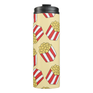 Popcorn hand drawn, colourful seamless pattern. thermal tumbler