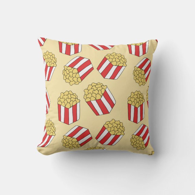 Popcorn hand drawn, colourful seamless pattern. throw pillow (Front)