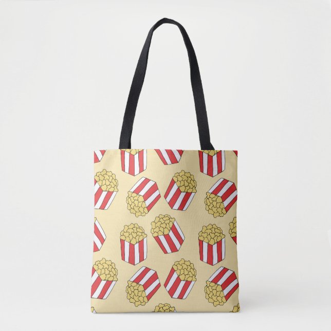 Popcorn hand drawn, colourful seamless pattern. tote bag (Front)