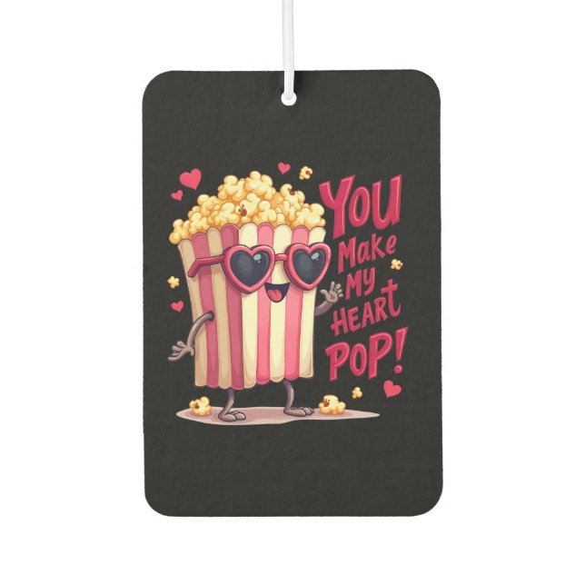 Popcorn Heart Pop Valentine Design Air Freshener (Front)