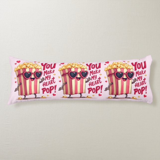 Popcorn Heart Pop Valentine Design Body Pillow (Front)