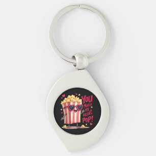 Popcorn Heart Pop Valentine Design Keychain