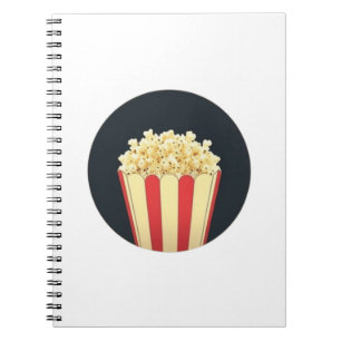 Popcorn in a Black Circle Background Notebook