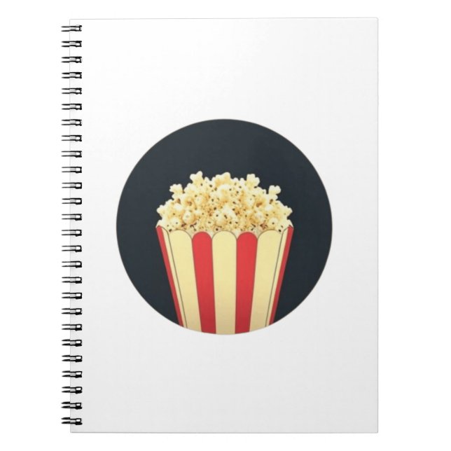 Popcorn in a Black Circle Background Notebook (Front)