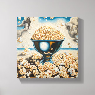 Popcorn In A Silver Platter Canvas Print