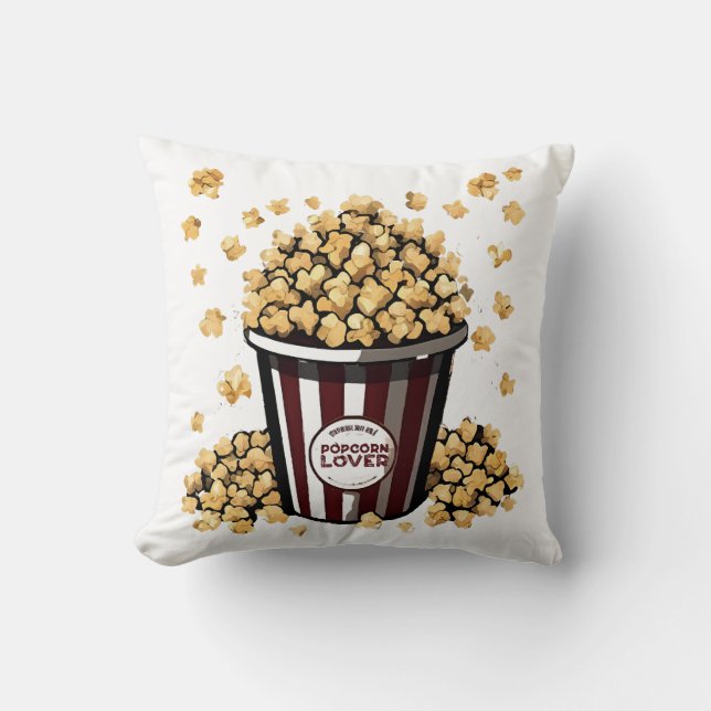 Popcorn Lover Throw Pillow (Front)