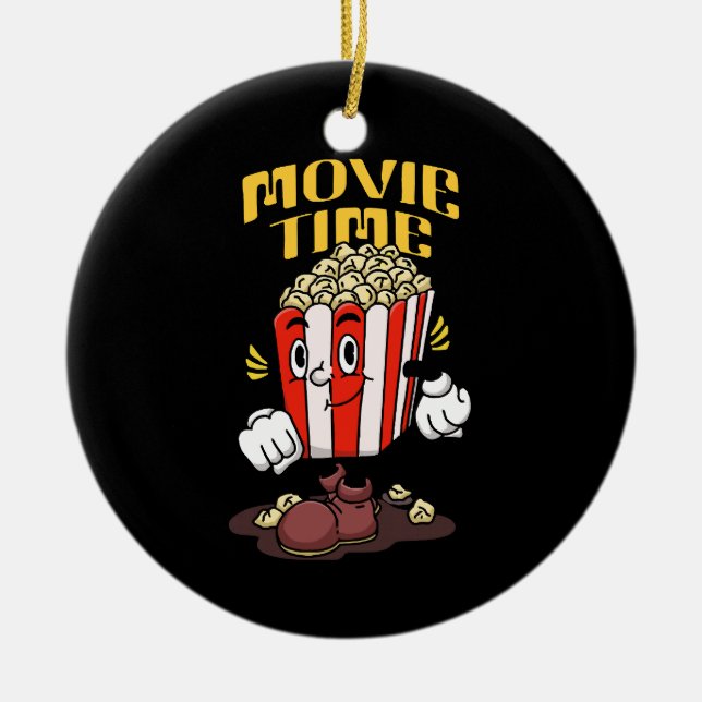 Popcorn Mascot Cartoon Ceramic Ornament (Front)