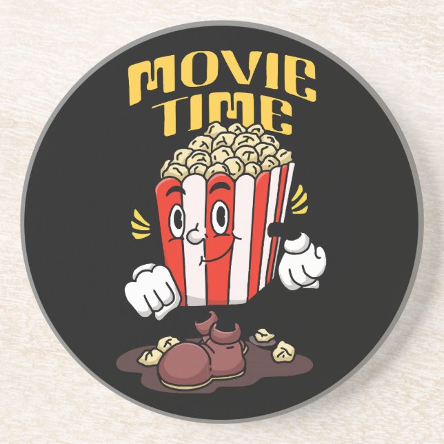 Popcorn Mascot Cartoon Coaster (Front)
