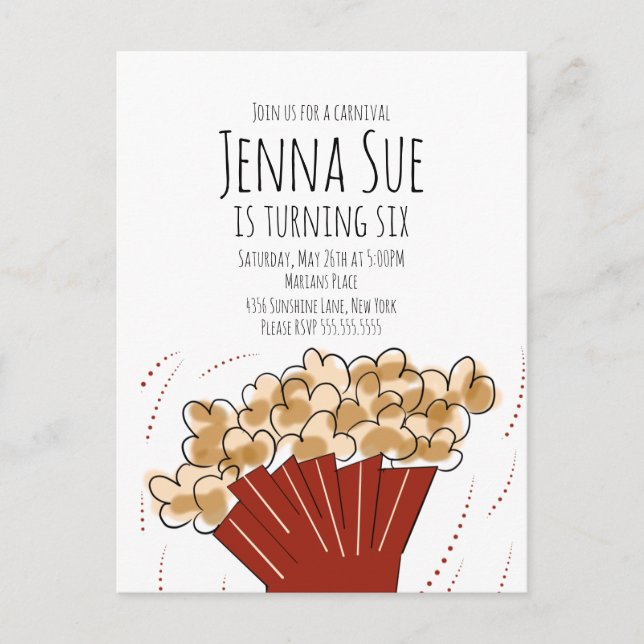 Popcorn Movie Extérieur Fête Anniversaire Carte po (Devant)