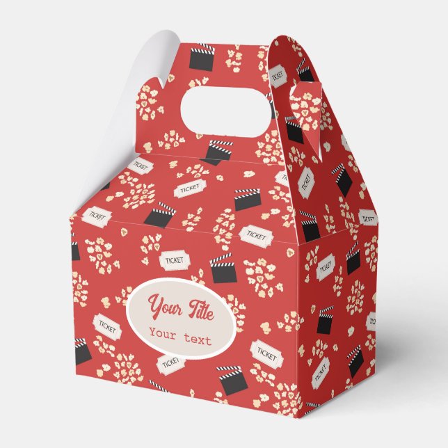 Popcorn Movie Party Birthday Party Theme Favor Box (Front Side)
