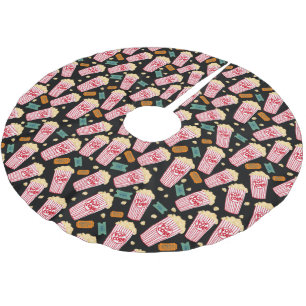 Popcorn Pattern Movie Night Theatre Fun Brushed Polyester Tree Skirt