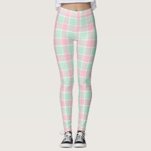 Popcorn Pink/ Mint Plaid Women's Leggings