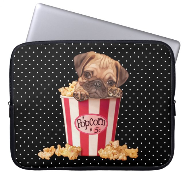 Popcorn Pug Laptop Sleeve (Front)