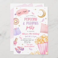 Popcorn Pyjamas Sleepover Slumber Party Birthday I