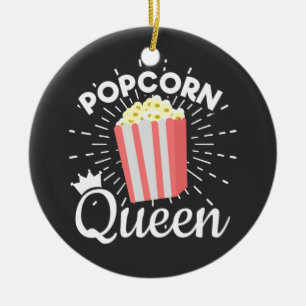 Popcorn Queen Women Girls Movie Popcorn Lover T-Sh Ceramic Ornament