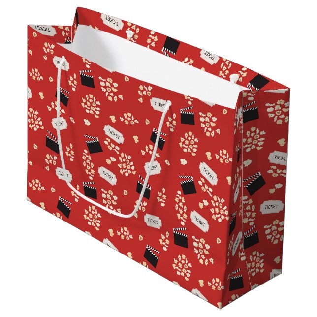 Popcorn Retro Movie Cinema  Large Gift Bag (Front Angled)
