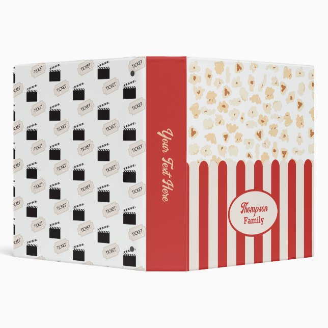 Popcorn Retro Movie Cinema Monogram Binder (Background)