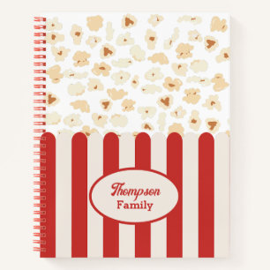 Popcorn Retro Movie Cinema Monogram Notebook