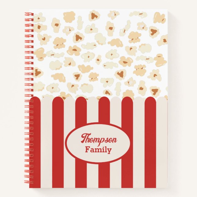 Popcorn Retro Movie Cinema Monogram Notebook (Front)