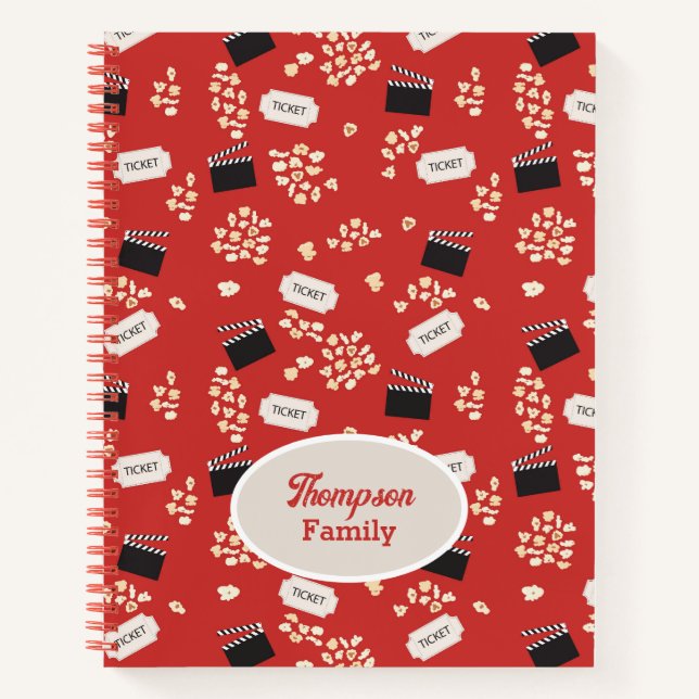Popcorn Retro Movie Cinema Monogram Notebook (Front)