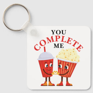 Popcorn Soda You complete me Anniversary gift Keychain