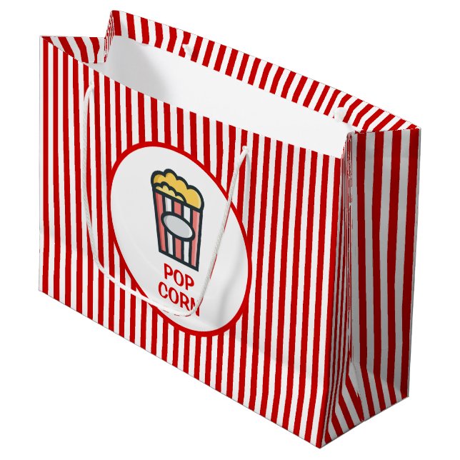 Popcorn Striped Large Gift Bag (Front Angled)
