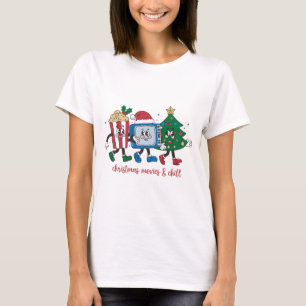Popcorn, Telly, Tree, Christmas Movies and Chill T-Shirt