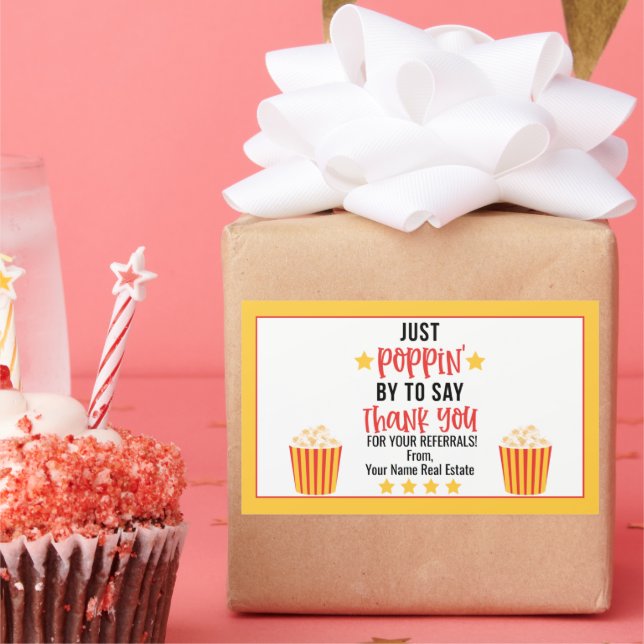 Popcorn Thank You For Your Referrals Sticker (Party)