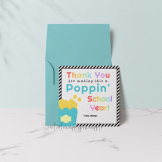 Popcorn Thème Enseignant de fin d'année Carte de r