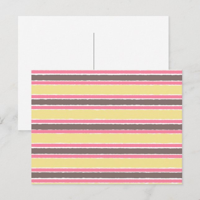 Popcorn Yellow Bubblegum Pink Coffee Brown Stripes Postcard (Front/Back)