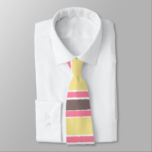 Popcorn Yellow Bubblegum Pink Coffee Brown Stripes Tie