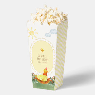 Popcorn Yellow Gingham Farm Chicken Baby Shower Favor Box